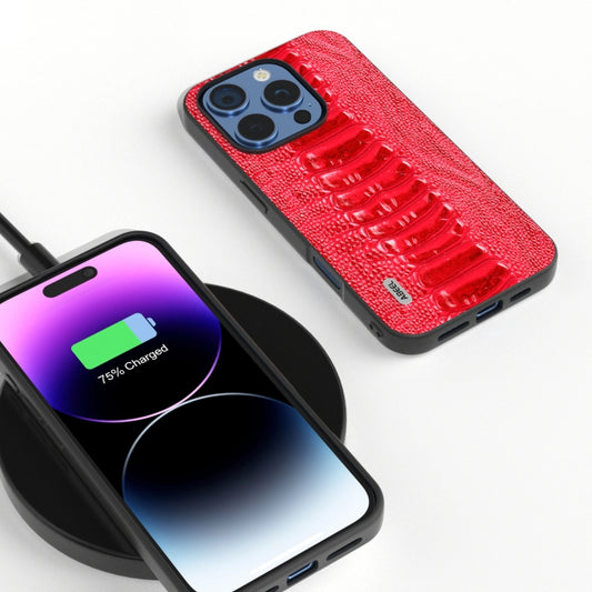 For iPhone 16 Pro ABEEL Genuine Leather Weilai Series Phone Case(Red) by buy2fix