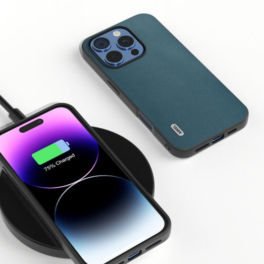 For iPhone 16 Pro Max ABEEL Genuine Leather Xiaoya Series Phone Case(Dark Green) by buy2fix