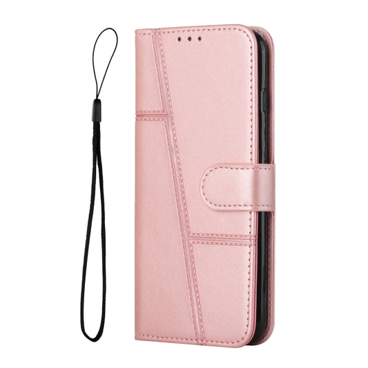 For Xiaomi Redmi Note 13 4G Global Stitching Calf Texture Buckle Leather Phone Case(Rose Gold) by buy2fix