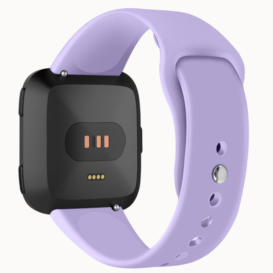 For Fitbit Versa 2 / Fitbit Versa / Fitbit Versa Lite Solid Color Silicone Watch Band, Size:L(Pink Purple) by buy2fix