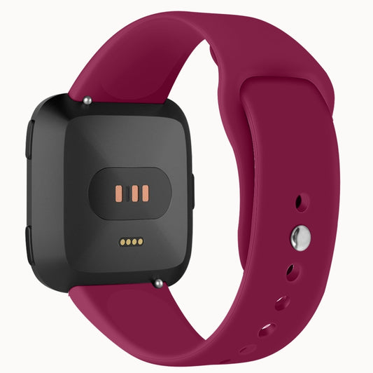 For Fitbit Versa 2 / Fitbit Versa / Fitbit Versa Lite Solid Color Silicone Watch Band, Size:L(Wine Red) by buy2fix