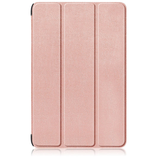 For Samsung Galaxy Tab S9+ Custer Pure Color 3-Fold Holder Smart Leather Tablet Case(Rose Gold) by buy2fix