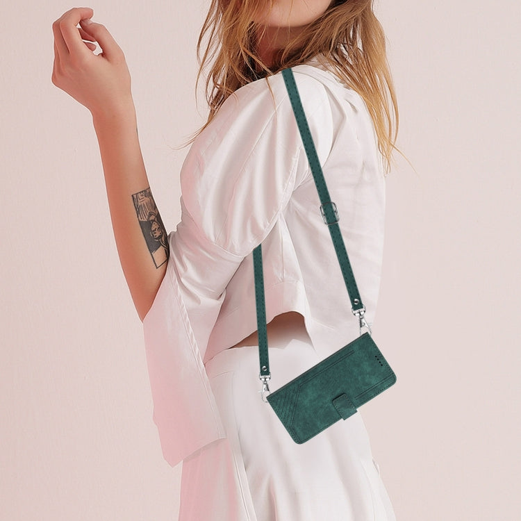 For Infinix Zero 30 4G Skin Feel Stripe Pattern Leather Phone Case with Lanyard(Green) by buy2fix