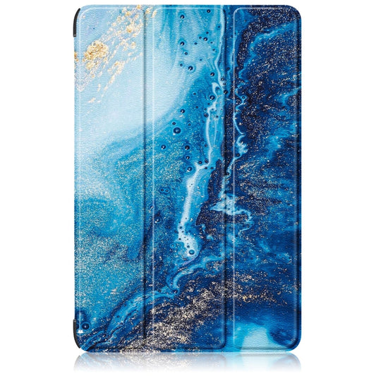 For Samsung Galaxy Tab S9+ Custer Painted 3-Fold Holder Smart Leather Tablet Case(Waves) by buy2fix