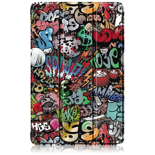 For Samsung Galaxy Tab S9+ Custer Painted 3-Fold Holder Smart Leather Tablet Case(Graffiti) by buy2fix
