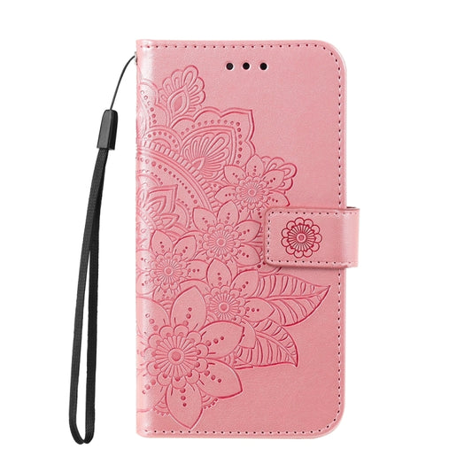 For iPhone 16 Seven-petal Flowers Embossing Leather Phone Case(Rose Gold) - iPhone 16 Cases by buy2fix | Online Shopping UK | buy2fix
