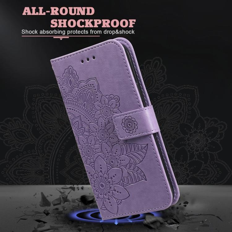 For iPhone Air Seven-petal Flowers Embossing Leather Phone Case(Light Purple) - iPhone Air Cases by buy2fix | Online Shopping UK | buy2fix