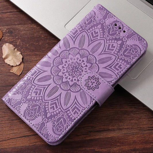 For iPhone Air Embossed Sunflower Leather Phone Case(Purple) - iPhone Air Cases by buy2fix | Online Shopping UK | buy2fix