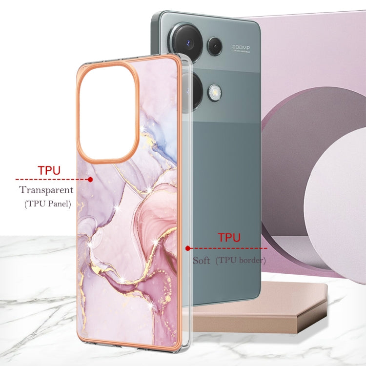 For Xiaomi Redmi Note 13 Pro 4G Global Electroplating Marble Dual-side IMD Phone Case(Rose Gold 005) by buy2fix