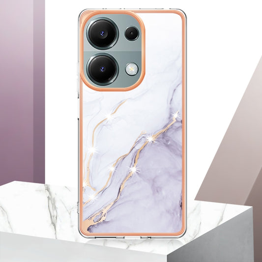 For Xiaomi Poco M6 Pro 4G Electroplating Marble Dual-side IMD Phone Case(White 006) by buy2fix