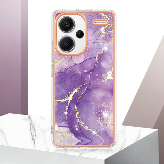 For Xiaomi Redmi Note 13 Pro+ 5G Electroplating Marble Dual-side IMD Phone Case(Purple 002) by buy2fix