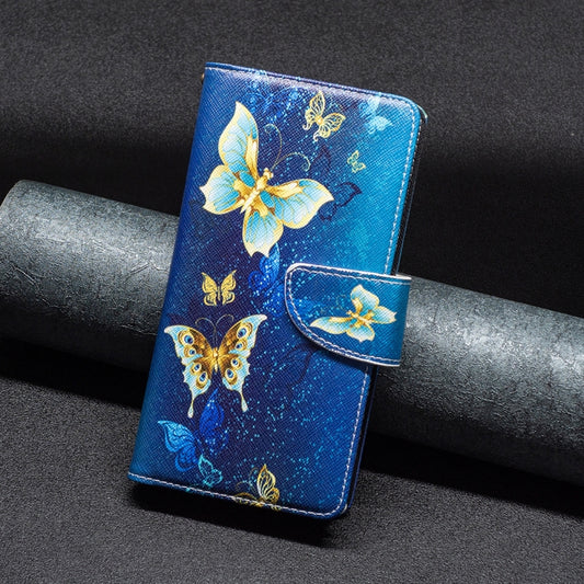 For iPhone 16 Plus Colored Drawing Pattern Zipper Phone Leather Case(Gold Butterfly) by buy2fix