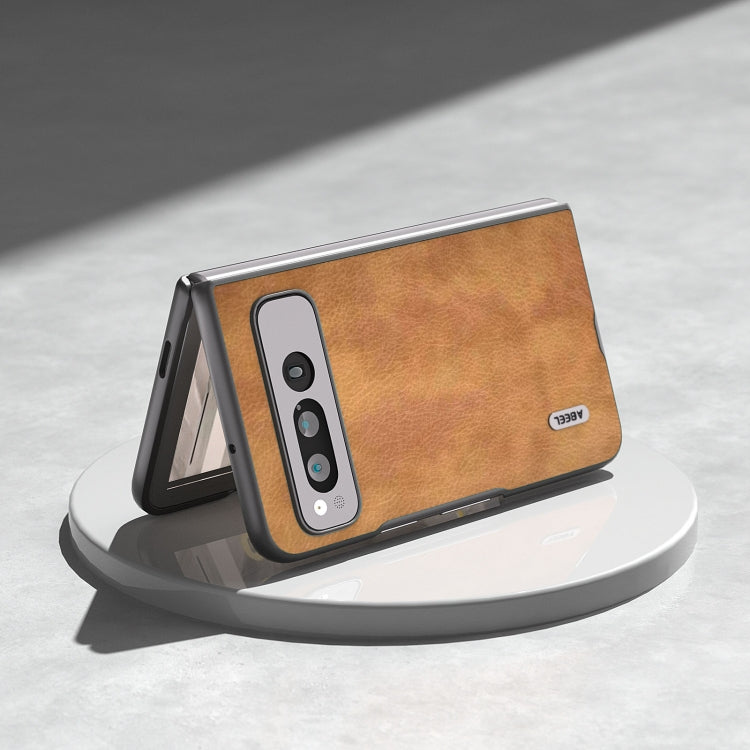 For Google Pixel Fold ABEEL Retro Litchi Texture PU Phone Case(Brown) by buy2fix