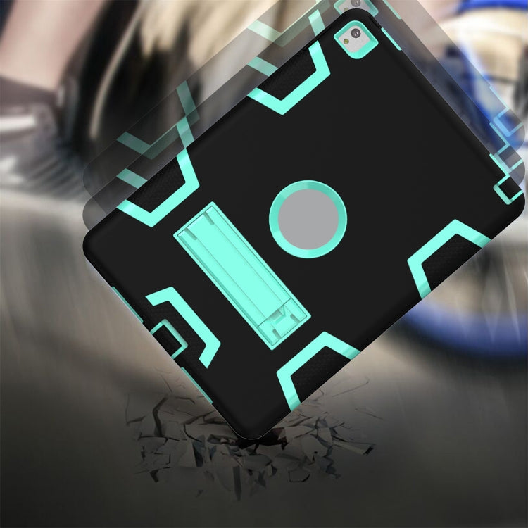 For iPad 9.7(2017) Shockproof PC + Silicone Protective Case,with Holder(Black Mint Green) - iPad 9.7 (2018) & (2017) Cases by buy2fix | Online Shopping UK | buy2fix