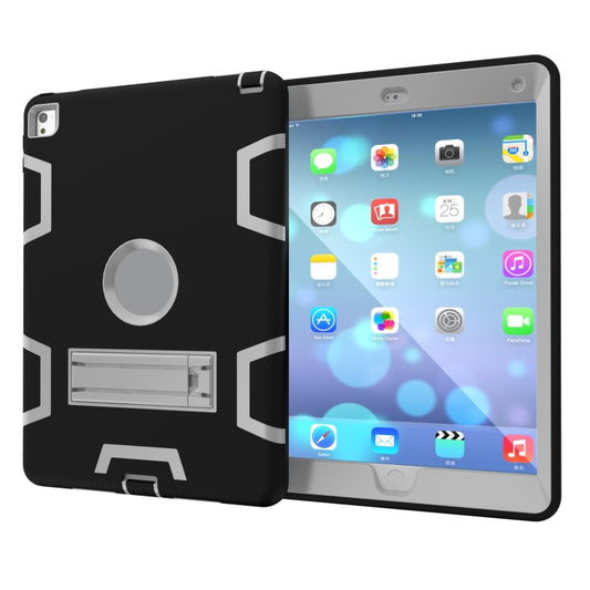 For iPad 9.7(2017) Shockproof PC + Silicone Protective Case,with Holder(Black Gray) - iPad 9.7 (2018) & (2017) Cases by buy2fix | Online Shopping UK | buy2fix