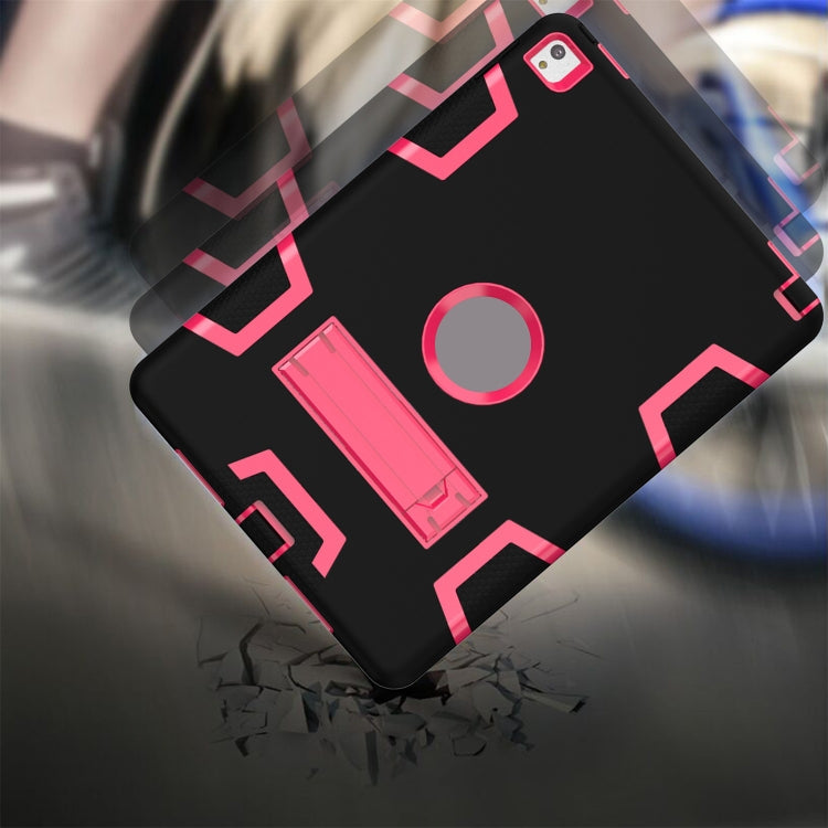 For iPad 9.7(2017) Shockproof PC + Silicone Protective Case,with Holder(Black Rose) - iPad 9.7 (2018) & (2017) Cases by buy2fix | Online Shopping UK | buy2fix