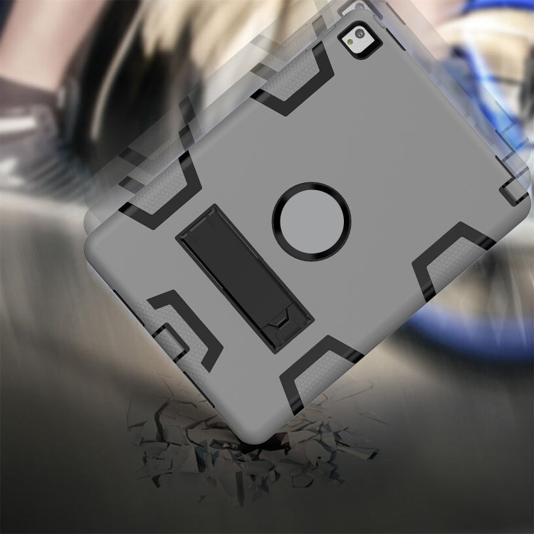 For iPad 9.7(2017) Shockproof PC + Silicone Protective Case,with Holder(Gray Black) - iPad 9.7 (2018) & (2017) Cases by buy2fix | Online Shopping UK | buy2fix