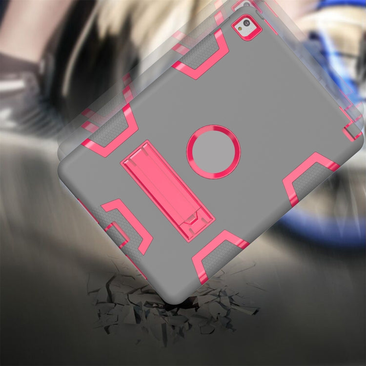 For iPad 9.7(2017) Shockproof PC + Silicone Protective Case,with Holder(Gray Rose) - iPad 9.7 (2018) & (2017) Cases by buy2fix | Online Shopping UK | buy2fix