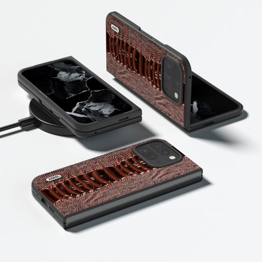 For Google Pixel 9 Pro Fold ABEEL Genuine Leather Weilai Series Phone Case(Coffee) by buy2fix