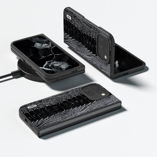 For Google Pixel 9 Pro Fold ABEEL Genuine Leather Weilai Series Phone Case(Black) by buy2fix