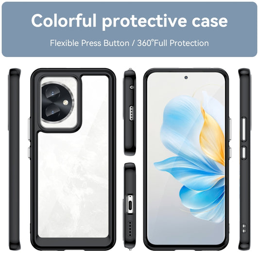 For Honor 100 Colorful Series Acrylic Hybrid TPU Phone Case(Black) by buy2fix
