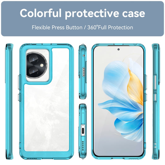 For Honor 100 Colorful Series Acrylic Hybrid TPU Phone Case(Transparent Blue) by buy2fix