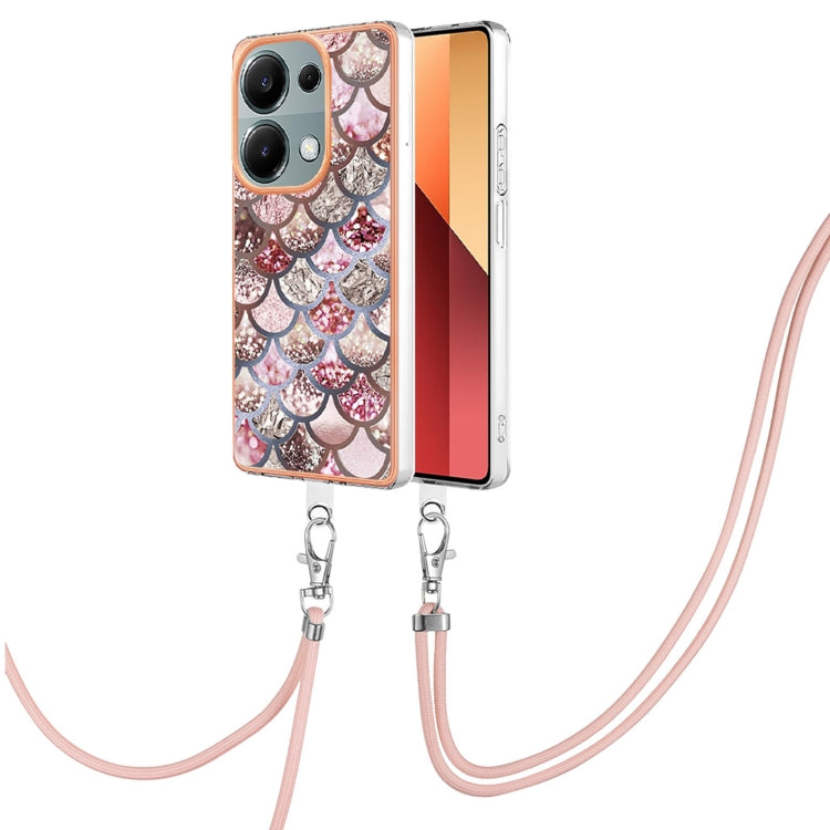 For Xiaomi Redmi Note 13 Pro 4G Global Electroplating IMD TPU Phone Case with Lanyard(Pink Scales) - Xiaomi Cases by buy2fix | Online Shopping UK | buy2fix