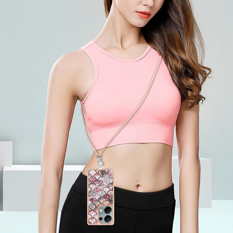 For Xiaomi Redmi Note 13 Pro 4G Global Electroplating IMD TPU Phone Case with Lanyard(Pink Scales) - Xiaomi Cases by buy2fix | Online Shopping UK | buy2fix