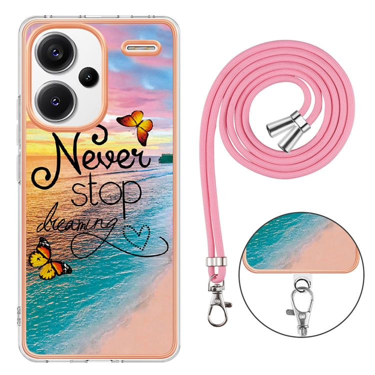 For Xiaomi Redmi Note 13 Pro+ 5G Electroplating IMD TPU Phone Case with Lanyard(Dream Butterfly) - Xiaomi Cases by buy2fix | Online Shopping UK | buy2fix
