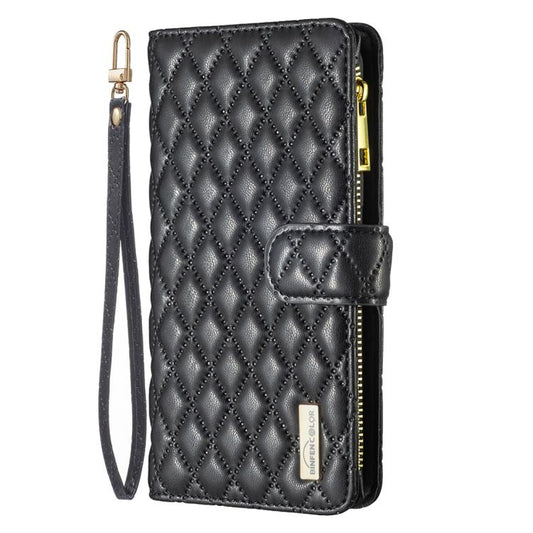 For iPhone Air Diamond Lattice Zipper Wallet Leather Flip Phone Case(Black) - iPhone Air Cases by buy2fix | Online Shopping UK | buy2fix