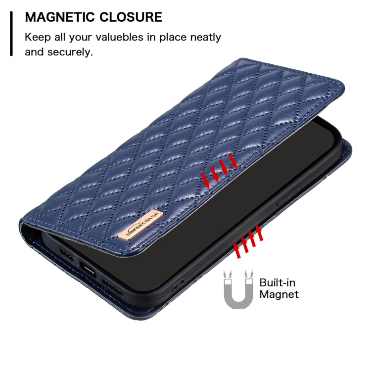 For iPhone 16 Plus Diamond Lattice Magnetic Leather Flip Phone Case(Blue) by buy2fix