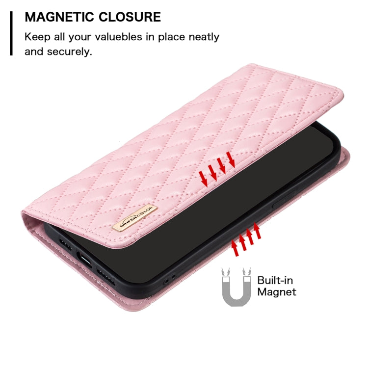 For iPhone 16 Plus Diamond Lattice Magnetic Leather Flip Phone Case(Pink) by buy2fix