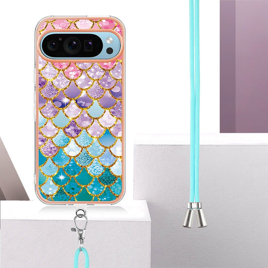 For Google Pixel 9 Pro XL Electroplating IMD TPU Phone Case with Lanyard(Colorful Scales) by buy2fix