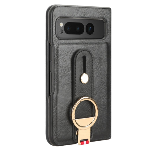 For Google Pixel Fold Wristband Leather Back Phone Case(Black) by buy2fix
