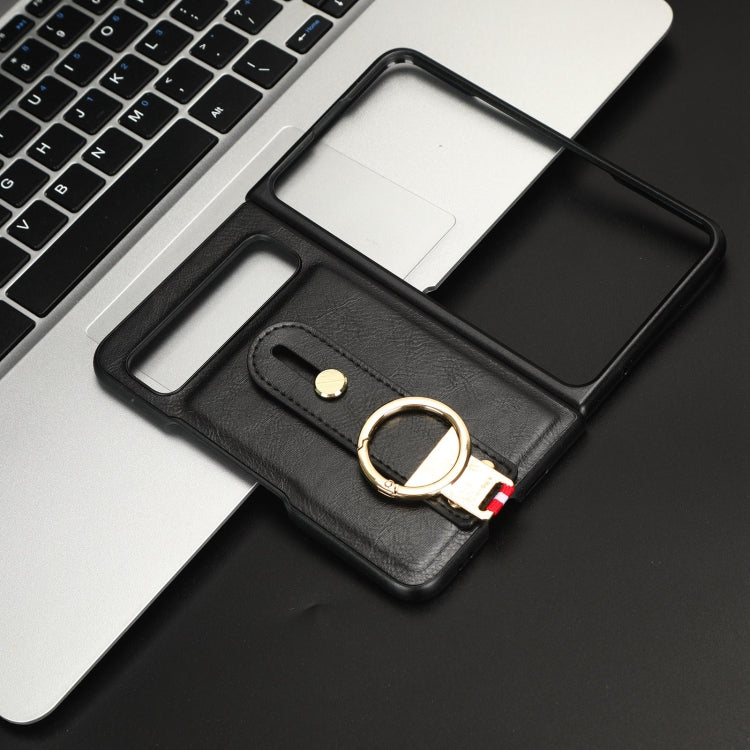 For Google Pixel Fold Wristband Leather Back Phone Case(Black) by buy2fix