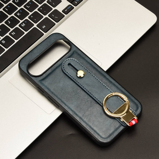 For Google Pixel 9 Pro Wristband Leather Back Phone Case(Blue) by buy2fix