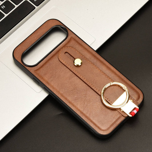 For Google Pixel 9 Pro XL Wristband Leather Back Phone Case(Brown) by buy2fix