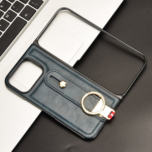 For Google Pixel 9 Pro Fold Wristband Leather Back Phone Case(Blue) by buy2fix