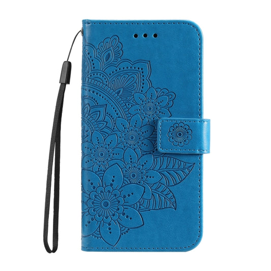 For Google Pixel 9 Seven-petal Flowers Embossing Leather Phone Case(Blue) by buy2fix