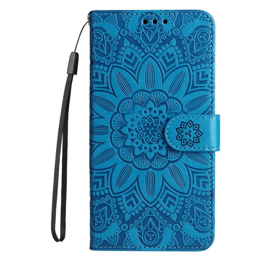 For Google Pixel 9 Embossed Sunflower Leather Phone Case(Blue) by buy2fix