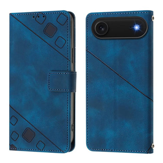 For iPhone Air Skin-feel Embossed Leather Phone Case(Blue) - iPhone Air Cases by buy2fix | Online Shopping UK | buy2fix