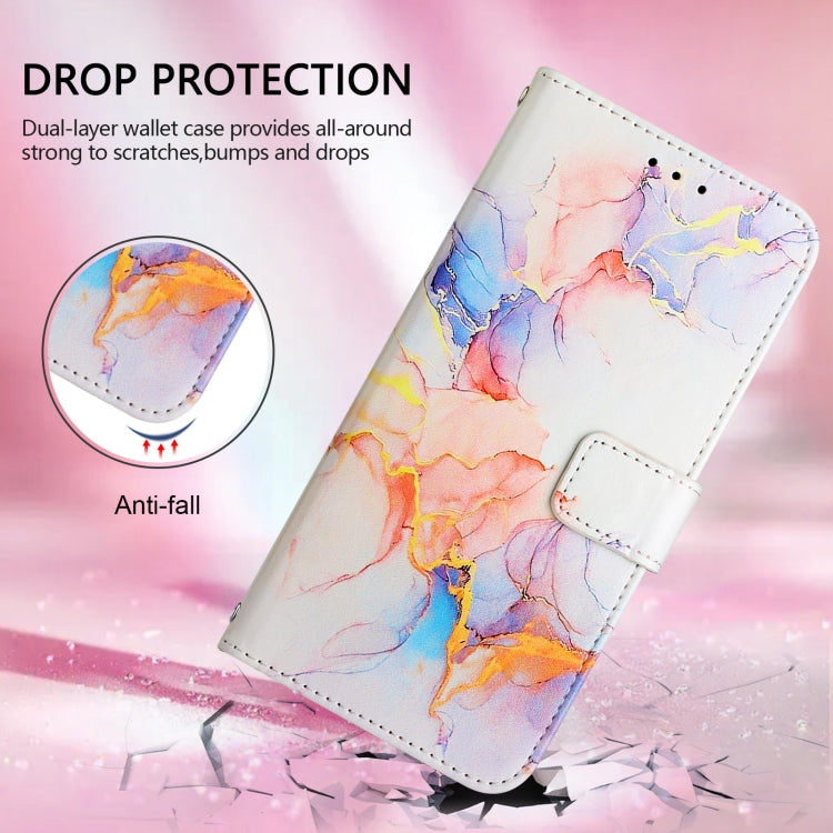 For iPhone 16e PT003 Marble Pattern Flip Leather Phone Case(Galaxy Marble White) by buy2fix