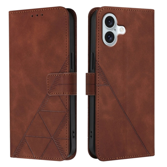 For iPhone 16 Plus Crossbody 3D Embossed Flip Leather Phone Case(Brown) by buy2fix