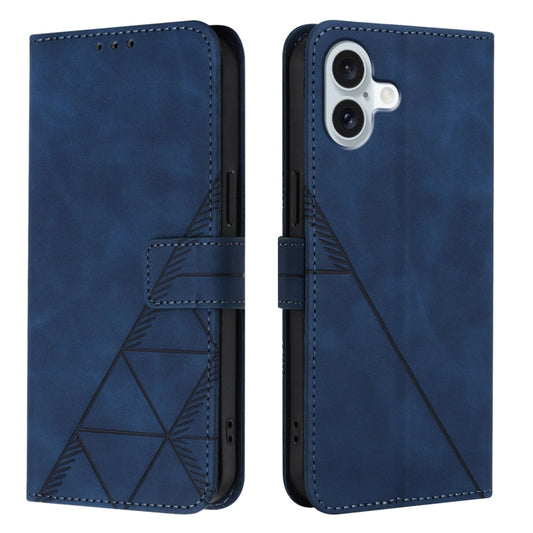 For iPhone 16 Plus Crossbody 3D Embossed Flip Leather Phone Case(Blue) by buy2fix