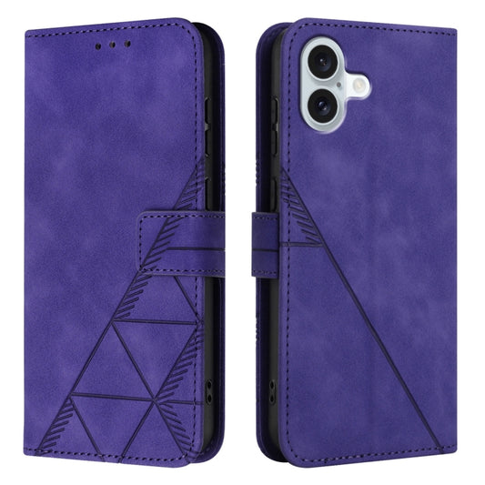 For iPhone 16 Plus Crossbody 3D Embossed Flip Leather Phone Case(Purple) by buy2fix