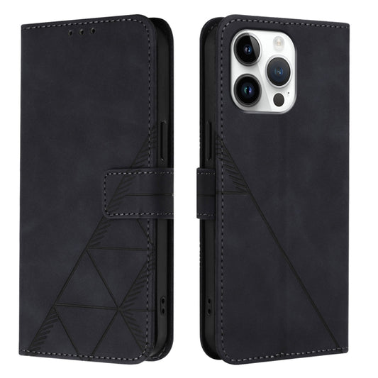 For iPhone 16 Pro Max Crossbody 3D Embossed Flip Leather Phone Case(Black) by buy2fix
