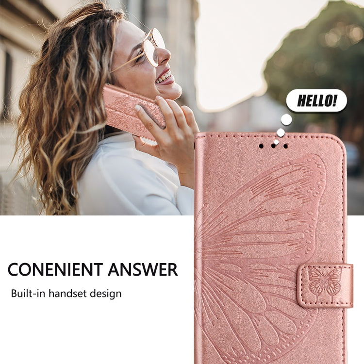 For iPhone 16 Plus Embossed Butterfly Leather Phone Case(Rose Gold) by buy2fix