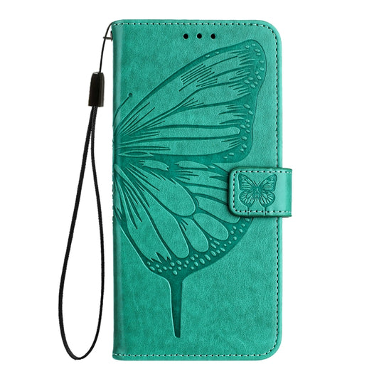 For iPhone 16 Plus Embossed Butterfly Leather Phone Case(Green) by buy2fix