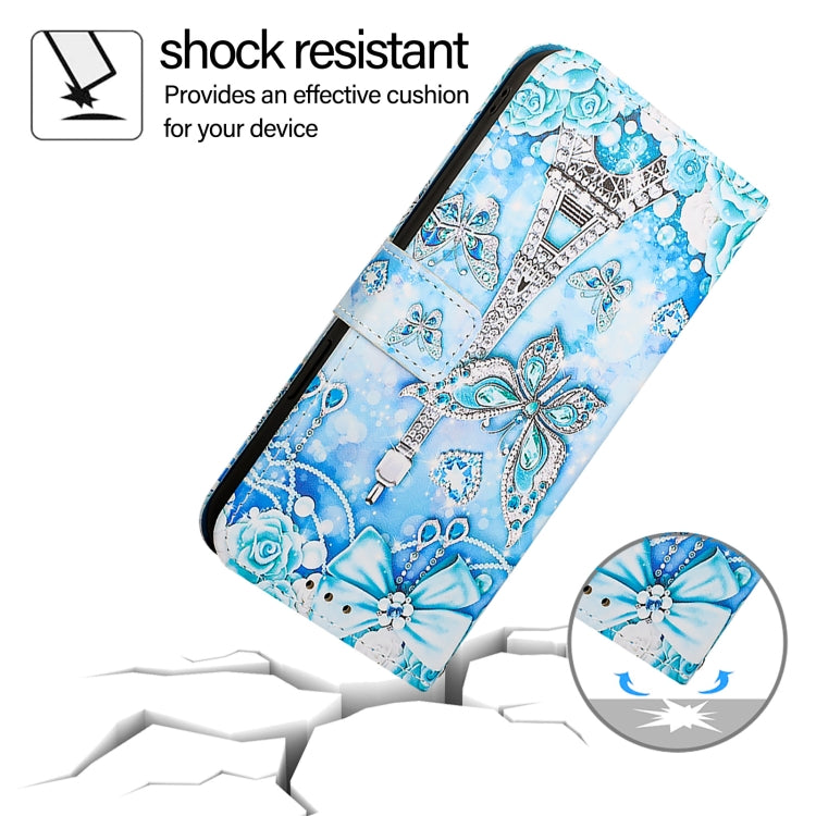 For iPhone 16e Colored Drawing Pattern Plain Weave Leather Phone Case(Tower Butterfly) by buy2fix