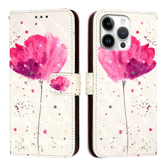 For iPhone 16 Pro Max 3D Painting Horizontal Flip Leather Phone Case(Flower) by buy2fix